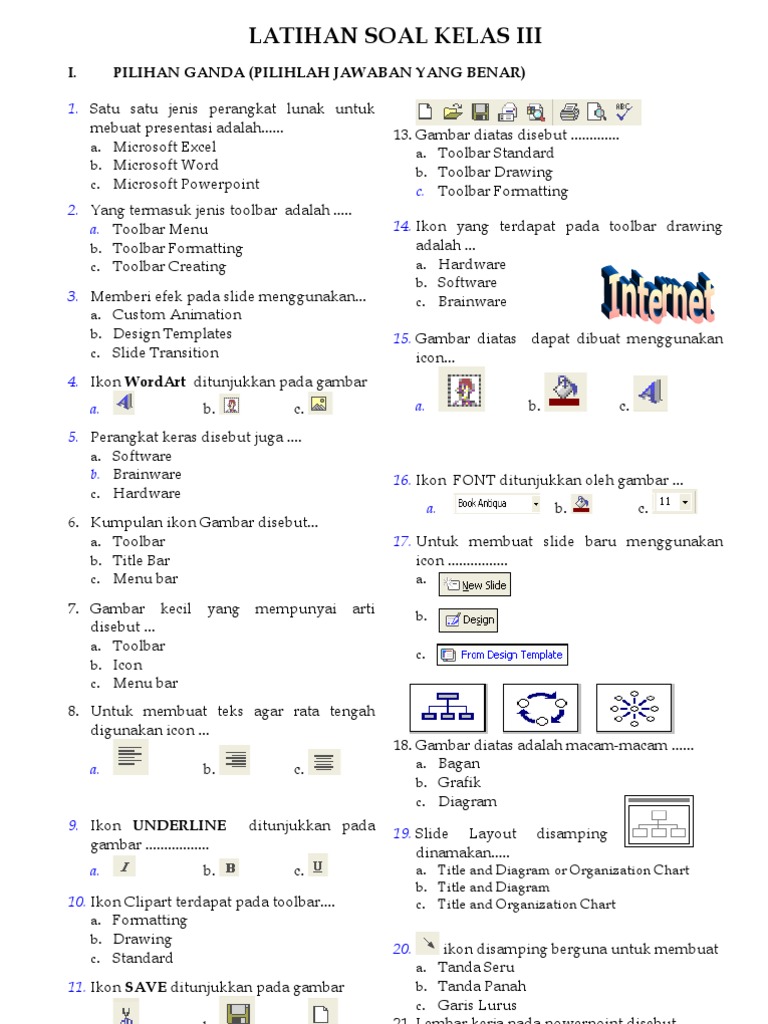 Soal-Soal TIK Kelas 2 SD yang Menyenangkan Soal-Soal TIK Kelas 2 SD yang Menyenangkan