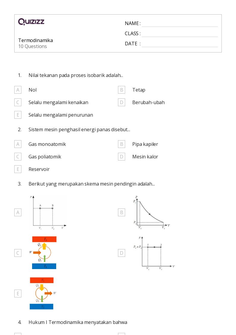 50 lembar kerja termodinamika untuk Kelas 11 di Quizizz Gratis