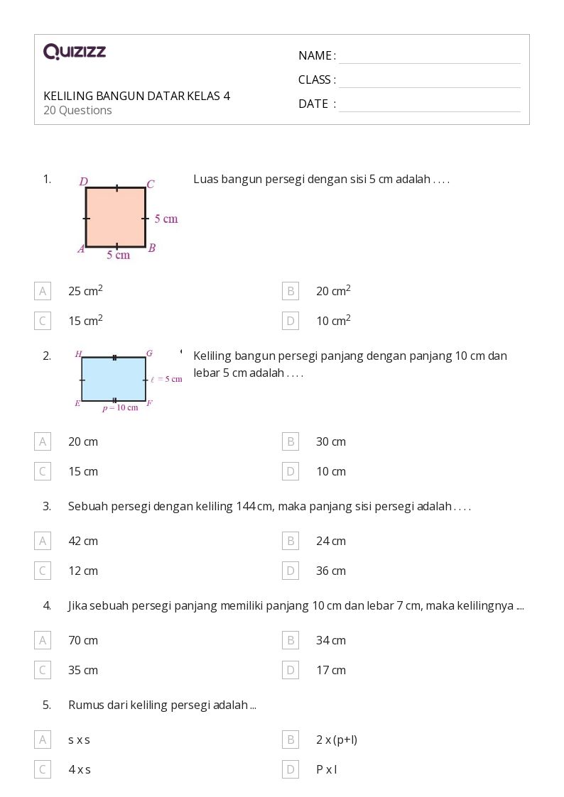 50 lembar kerja luas dan keliling untuk Kelas 9 di Quizizz Gratis 50 lembar kerja luas dan keliling untuk Kelas 9 di Quizizz Gratis