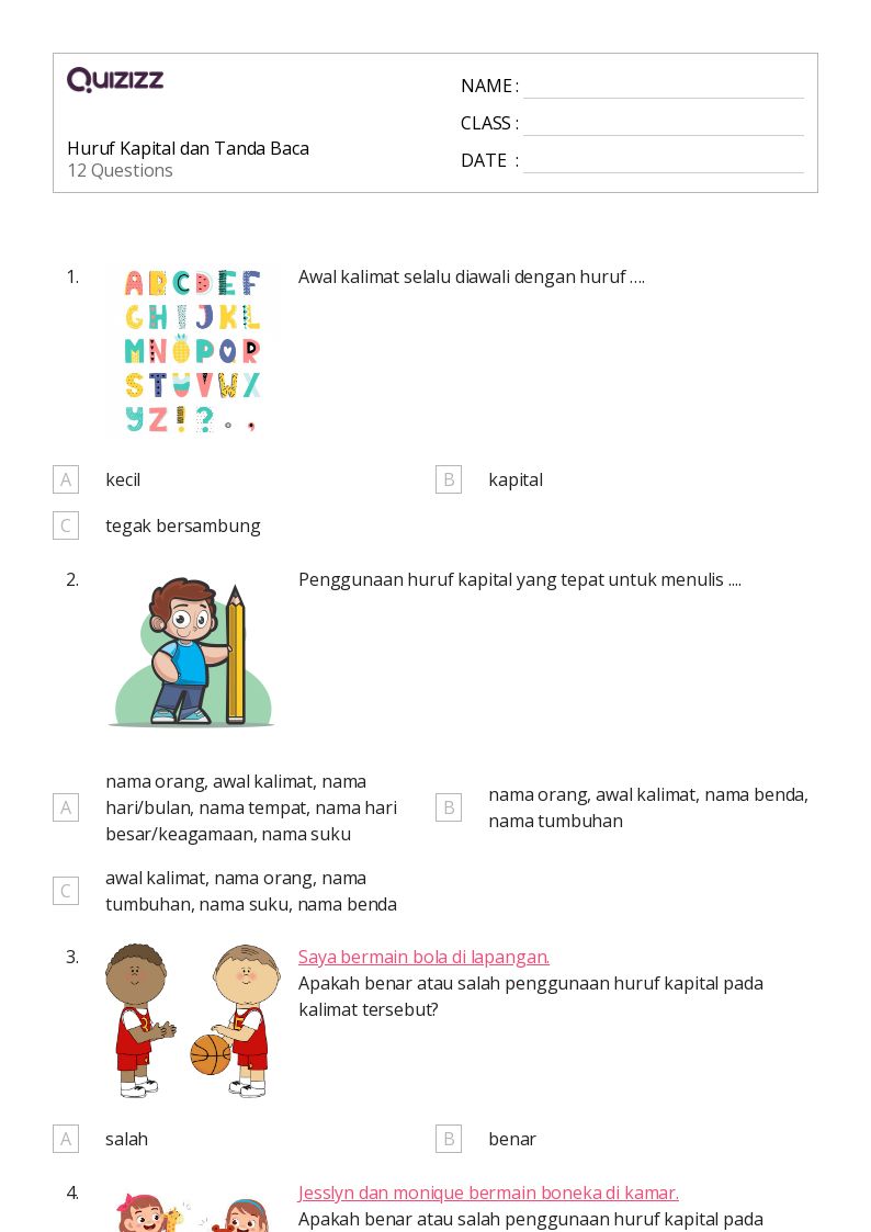 contoh soal huruf kapital kelas 3