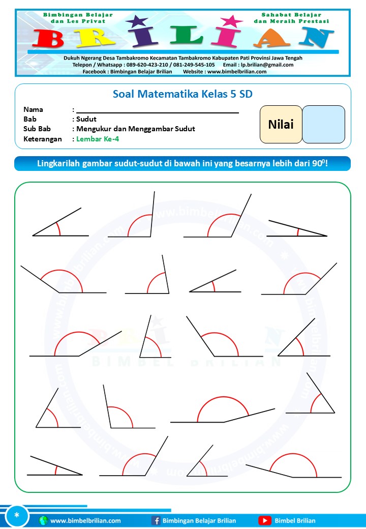 Soal Matematika Bab Mengukur dan Menggambar Sudut Kelas 5 SD Bimbel