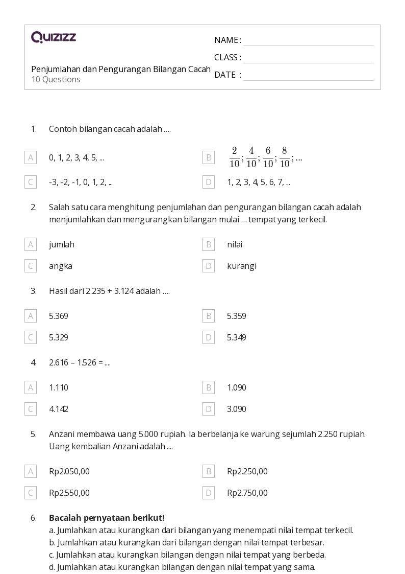 5 Rahasia Soal Penjumlahan dan Pengurangan Kelas 4 SD untuk Nilai STS 2026 Maksimal