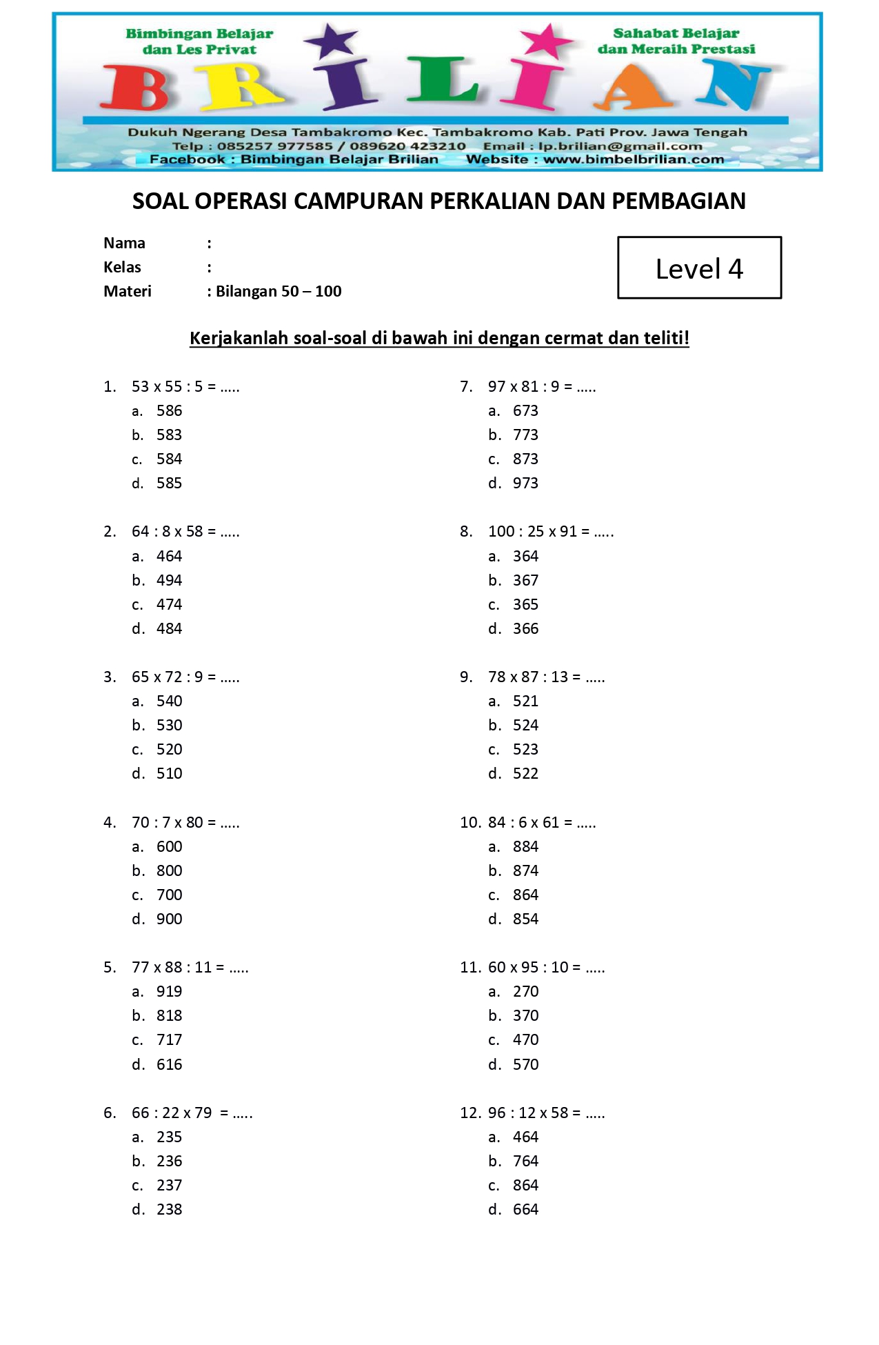 5 Soal Matematika Kelas 4 Perkalian yang Sering Muncul di STS 2026, Wajib Tahu