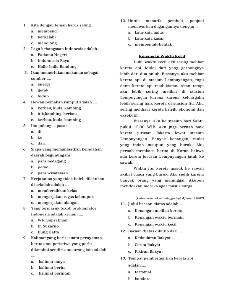 Akhirnya Tersedia! 5 Lembar Soal Calistung Kelas 3 PDF Siap Cetak