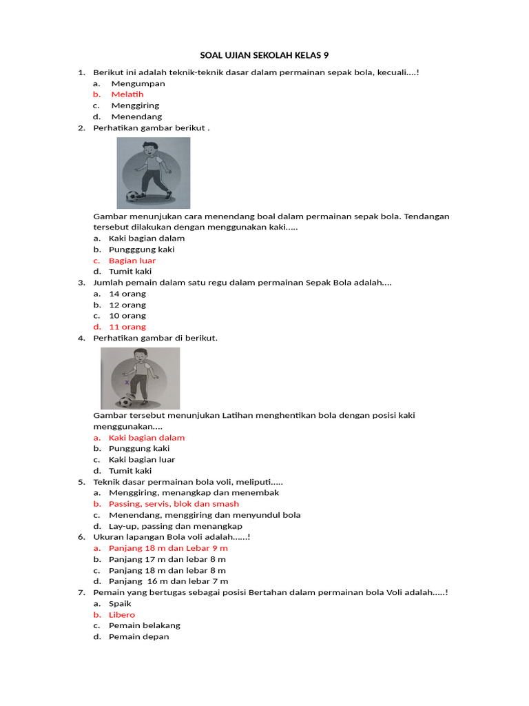 Soal Ujian Olahraga Kelas 9 PDF Soal Ujian Olahraga Kelas 9 PDF