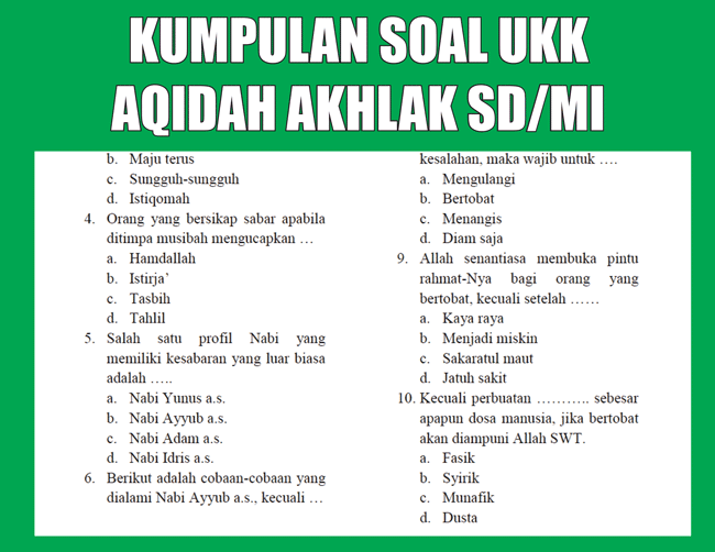 Panduan Lengkap Contoh Soal Penilaian Akhir Tahun PAT Akidah Akhlak Panduan Lengkap Contoh Soal Penilaian Akhir Tahun PAT Akidah Akhlak