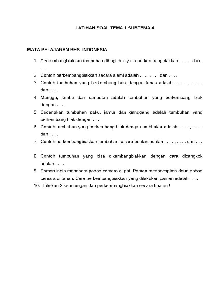 Ternyata Ini 15 Soal Tema 1 Subtema 4 Kelas 4 Bahasa Indonesia yang Sering Muncul