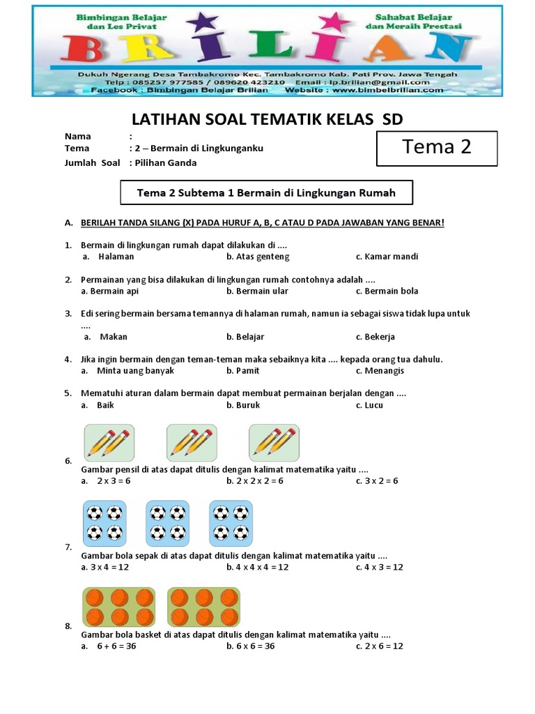 7 Contoh Soal Tematik Kelas 2 SD Tema Bermain di Lingkunganku yang Wajib Dikuasai di 2026