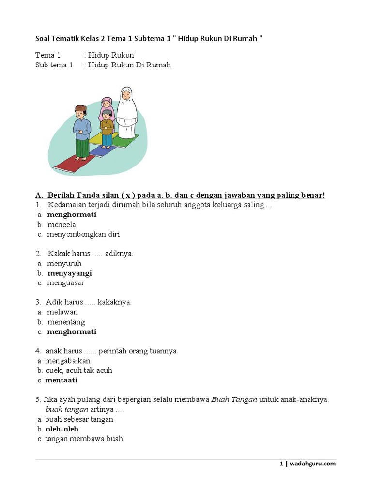 7 Contoh Soal Tematik Kelas 2 Subtema 1 yang Terbukti Membantu Anak Sukses di Semester 1