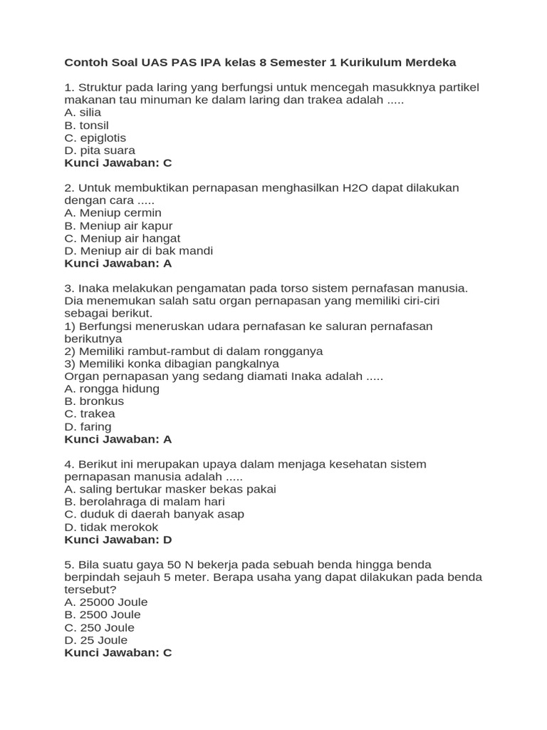 7 Contoh Soal UAS IPA Kelas 8 Semester 1 Terbukti Membantu Siswa Raih Nilai Tinggi di 2026