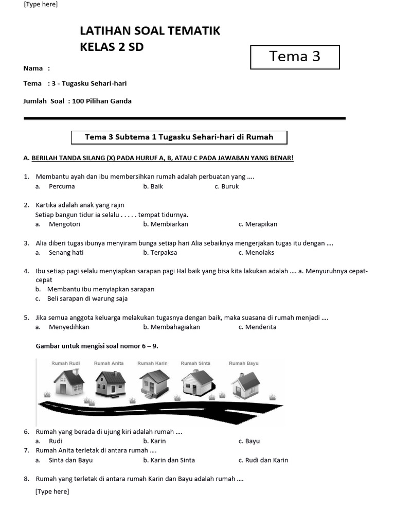 Soal Tematik Kelas 2 SD Tugasku Sehari-hari PDF Seni Disiplin Bahasa Soal Tematik Kelas 2 SD Tugasku Sehari-hari PDF Seni Disiplin Bahasa