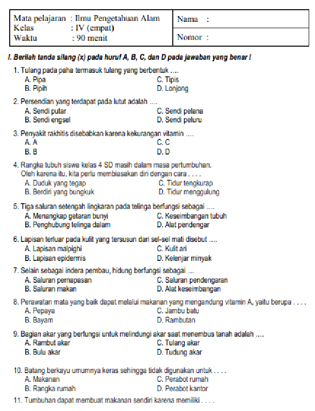 LATIHAN SOAL PAS IPA KELAS 4 SD MI SEMESTER 1 ARENA BELAJAR ARENA BELAJAR LATIHAN SOAL PAS IPA KELAS 4 SD MI SEMESTER 1 ARENA BELAJAR ARENA BELAJAR