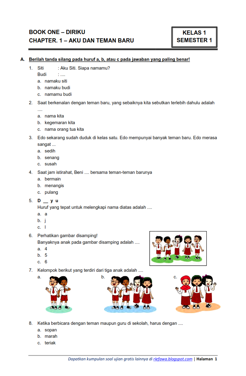 Akhirnya Terungkap! 7 Contoh Soal Anak SD Kelas 1 Tema 6 yang Sering Bikin Orang Tua Bingung
