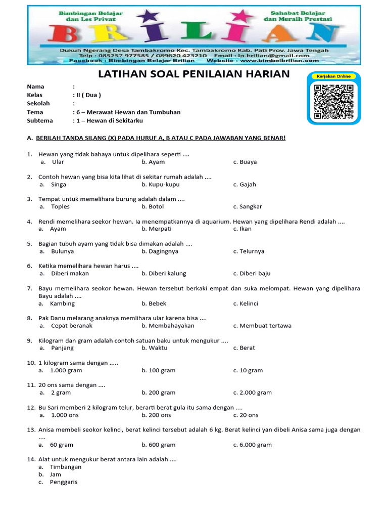 Ternyata Ini 7 Contoh Soal Tematik Kelas 2 SD Tema 6 yang Sering Muncul di Ujian, Wajib Dipelajari Sebelum Terlambat