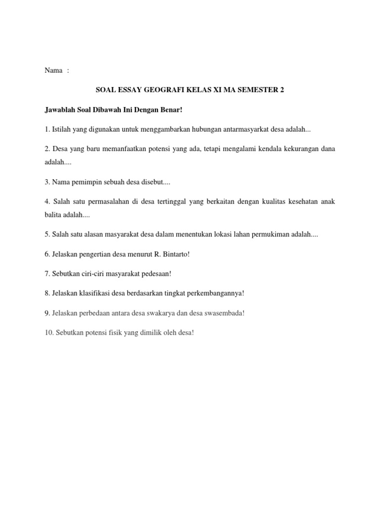 7 Contoh Soal Essay Geografi Kelas 11 IPS sem 2 Rahasia Jawaban Sebelum Ujian 7 Contoh Soal Essay Geografi Kelas 11 IPS sem 2 Rahasia Jawaban Sebelum Ujian