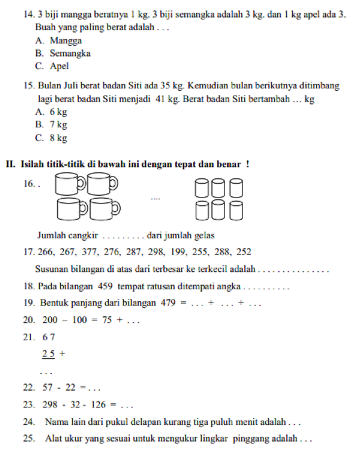 Wajib Tahu Kumpulan Soal Bahasa Indonesia Kelas 2 SD Semester 2 Tematik Terbaru