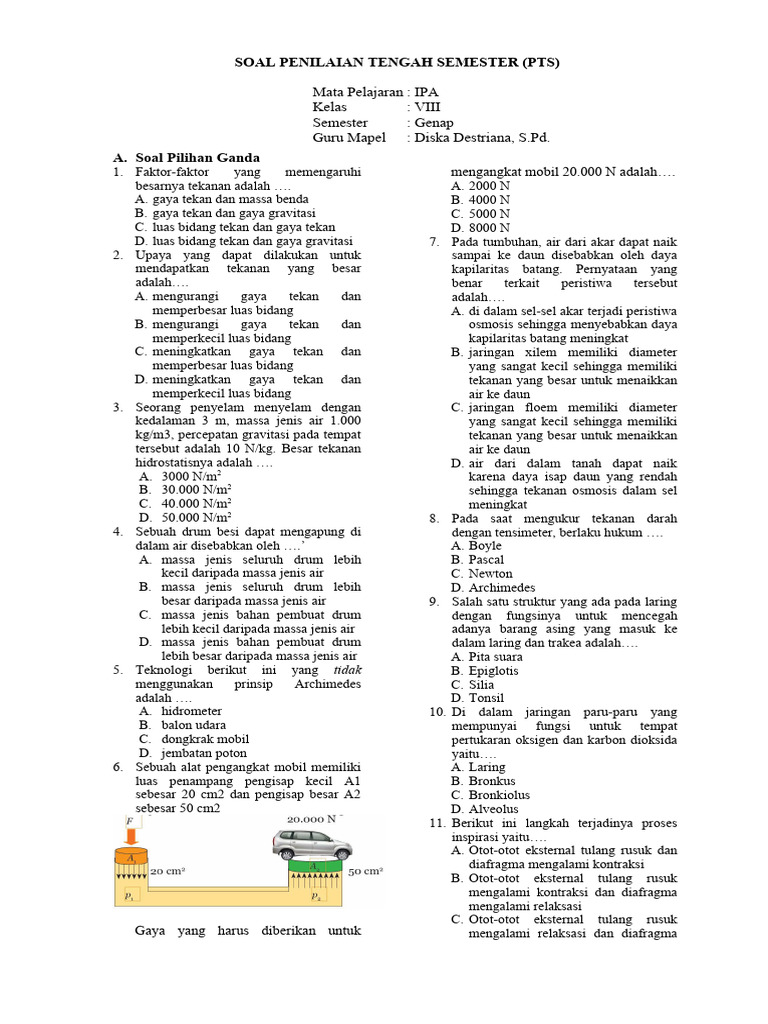Download Gratis pdf soal pts kelas 8 semester 2 Terbaru Untuk Persiapan Ujian