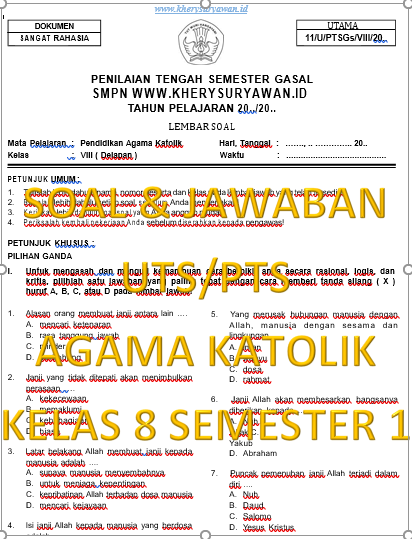 Kumpulan soal agama katolik smp kelas 8 semester 1 kurikulum 2013 yang wajib kamu tahu Kumpulan soal agama katolik smp kelas 8 semester 1 kurikulum 2013 yang wajib kamu tahu