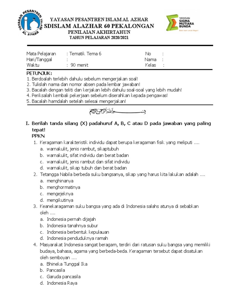 Rahasia Lulus Ujian Soal PKN Kelas 4 Semester 2 Tema 6 Ternyata Sangat Mudah