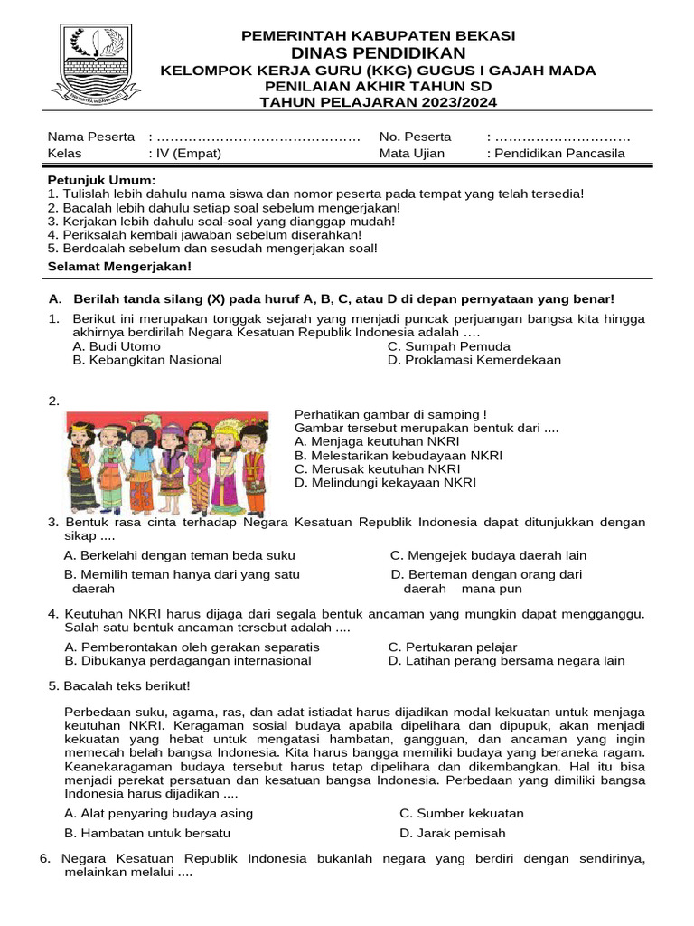 Wajib Tahu Bocoran Soal PKN Kelas 4 Semester 2 dan Kunci Jawaban PDF Terbaru