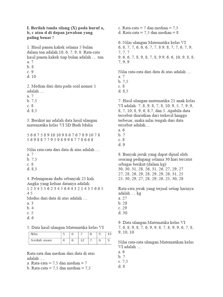 Wajib Tahu! Download pdf soal pengolahan data kelas 5 semester 2 terbaru di sini