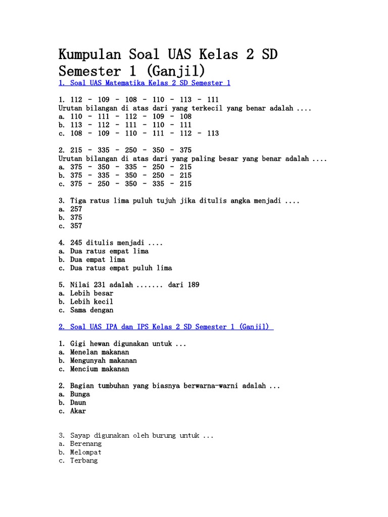 Wajib Tahu! Download pdf soal soal uas tematik kelas 2 sd semester genap terbaru