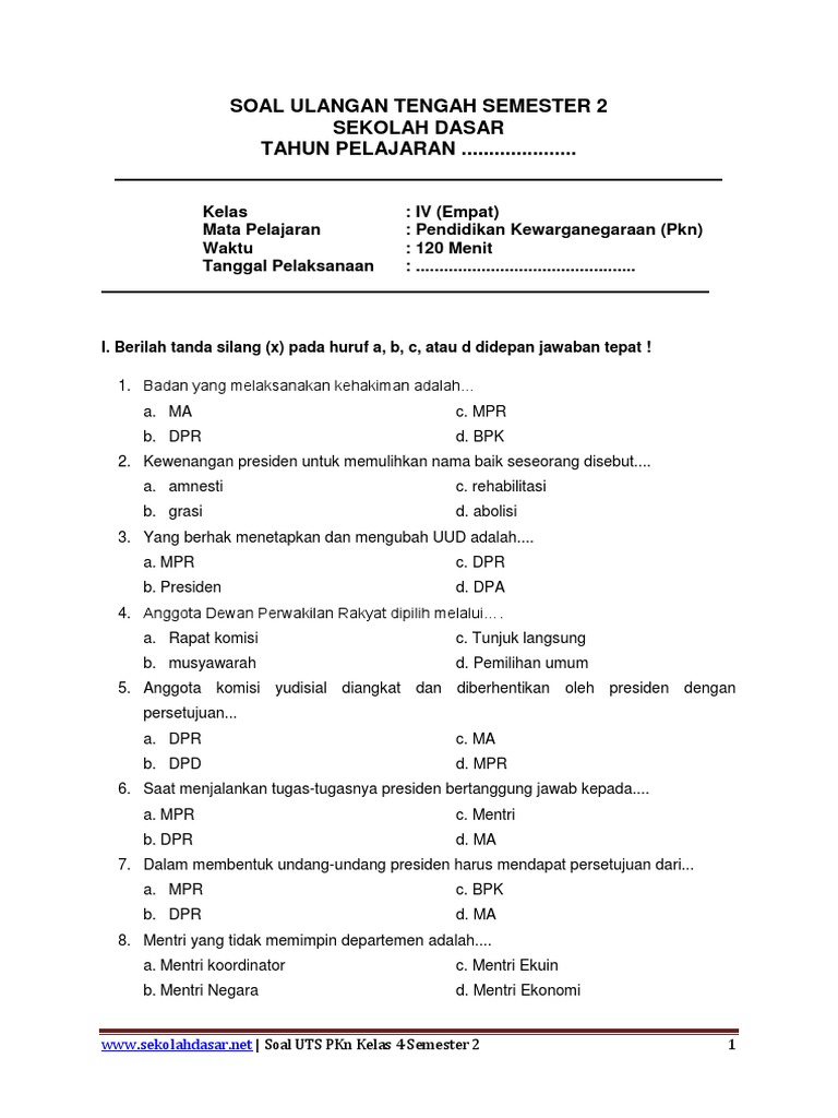 Wajib Tahu! Kumpulan soal pkn kelas 4 semester 2 dan kunci jawaban terbaru untuk belajar