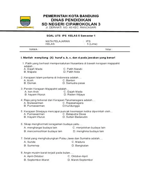 Wajib Tahu! Link Download pdf soal uas ips kelas 5 semester 2 Terbaru dan Terlengkap