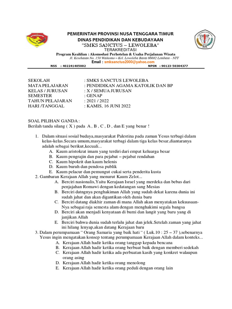 Wajib Tahu Rahasia Lolos Ujian soal agama katolik kelas x semester 1 kurikulum 2013 Wajib Tahu Rahasia Lolos Ujian soal agama katolik kelas x semester 1 kurikulum 2013