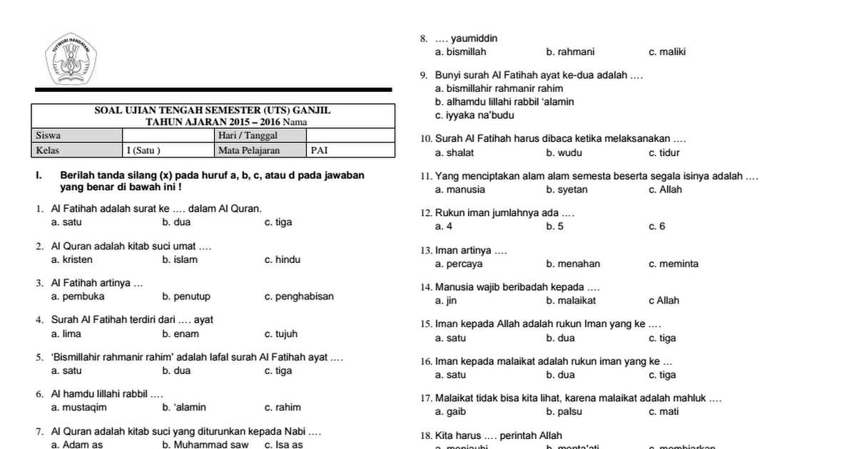 Waspada Perundungan Anak, Simak Contoh Soal Agama Kelas 1 dan 2 SD Islam Terbaru